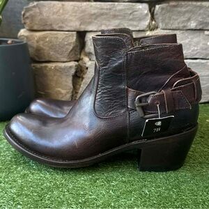 J.B. Dillon Brown Leather Buckle Ankle Women’s Boots